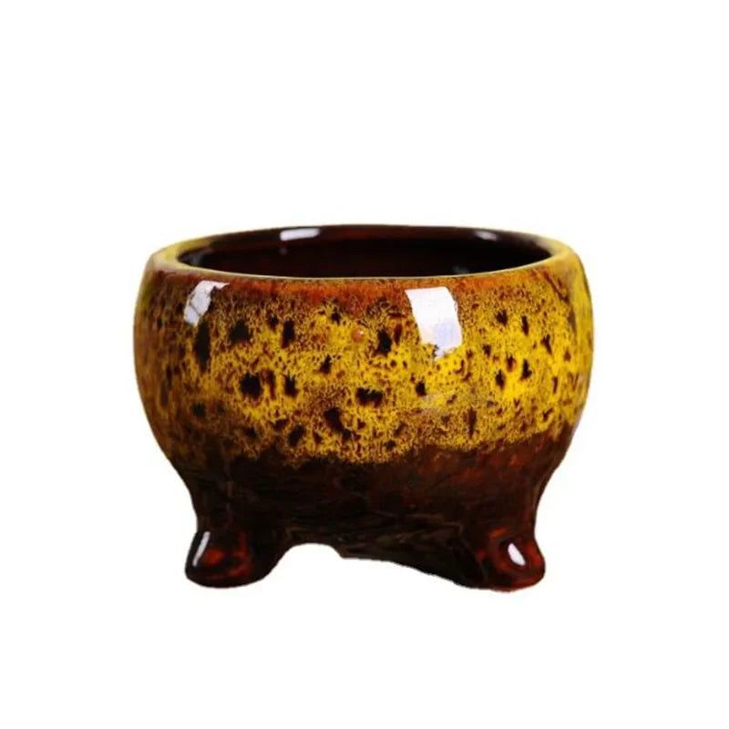 Ceramic Kiln Transmutation Plant Pot Flowerpot Bonsai Vase Planter Handmade Crafts Home Garden Decor