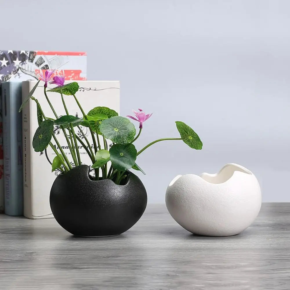 Creative Ceramic Flowerpot Broken Eggshells Shapes Decorative Succulent Plant Container Bonsai Pot Office