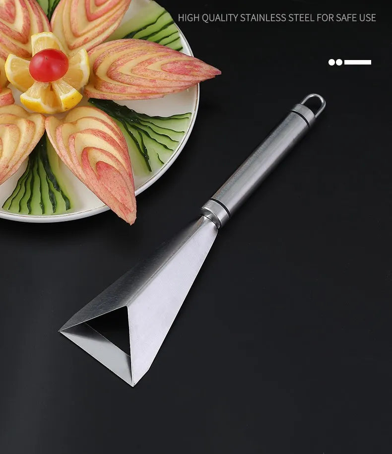 Stainless Steel Triangle Fruit Carving Knife Fruit Platter Artifact Triangle Vegetable Knife Non-slip Carving Blade Kitchen Tool