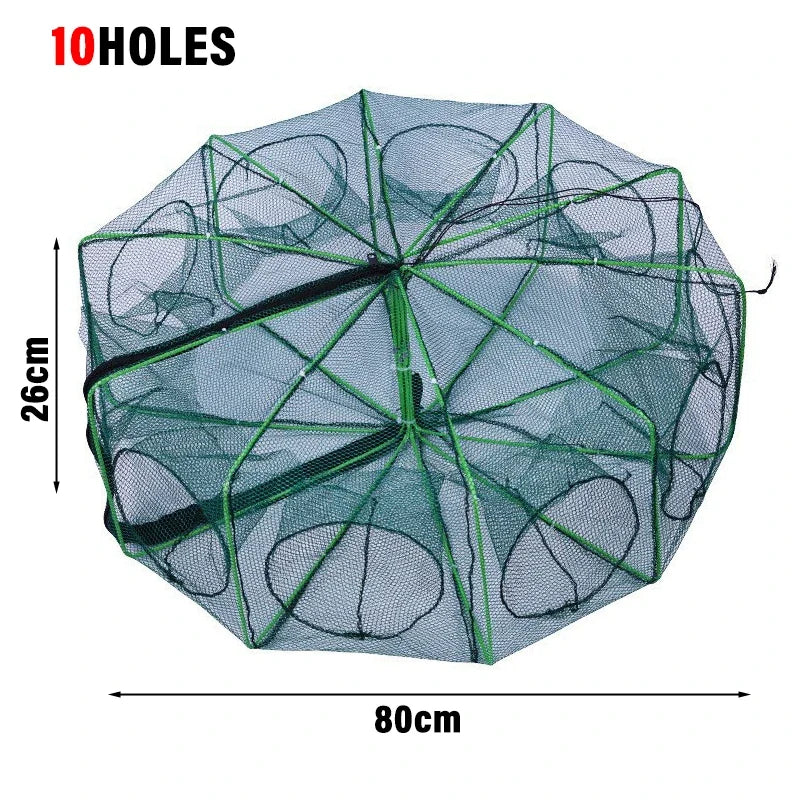 New Fishing Traps Mesh Cage Foldable Crayfish Catchers Crab Fish Cage Trap Net Nylon Casting Fishing Mesh Shrimp Net for Tackle