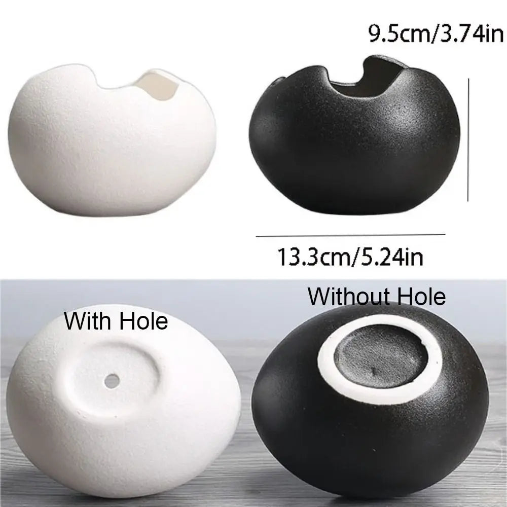 Creative Ceramic Flowerpot Broken Eggshells Shapes Decorative Succulent Plant Container Bonsai Pot Office