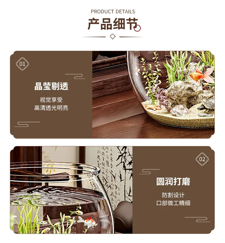 PET Transparent Fish Tank  Durable Desktop Goldfish Turtle Tank Drop-Resistant Hydroponic Plant Holder  Round Water Basin