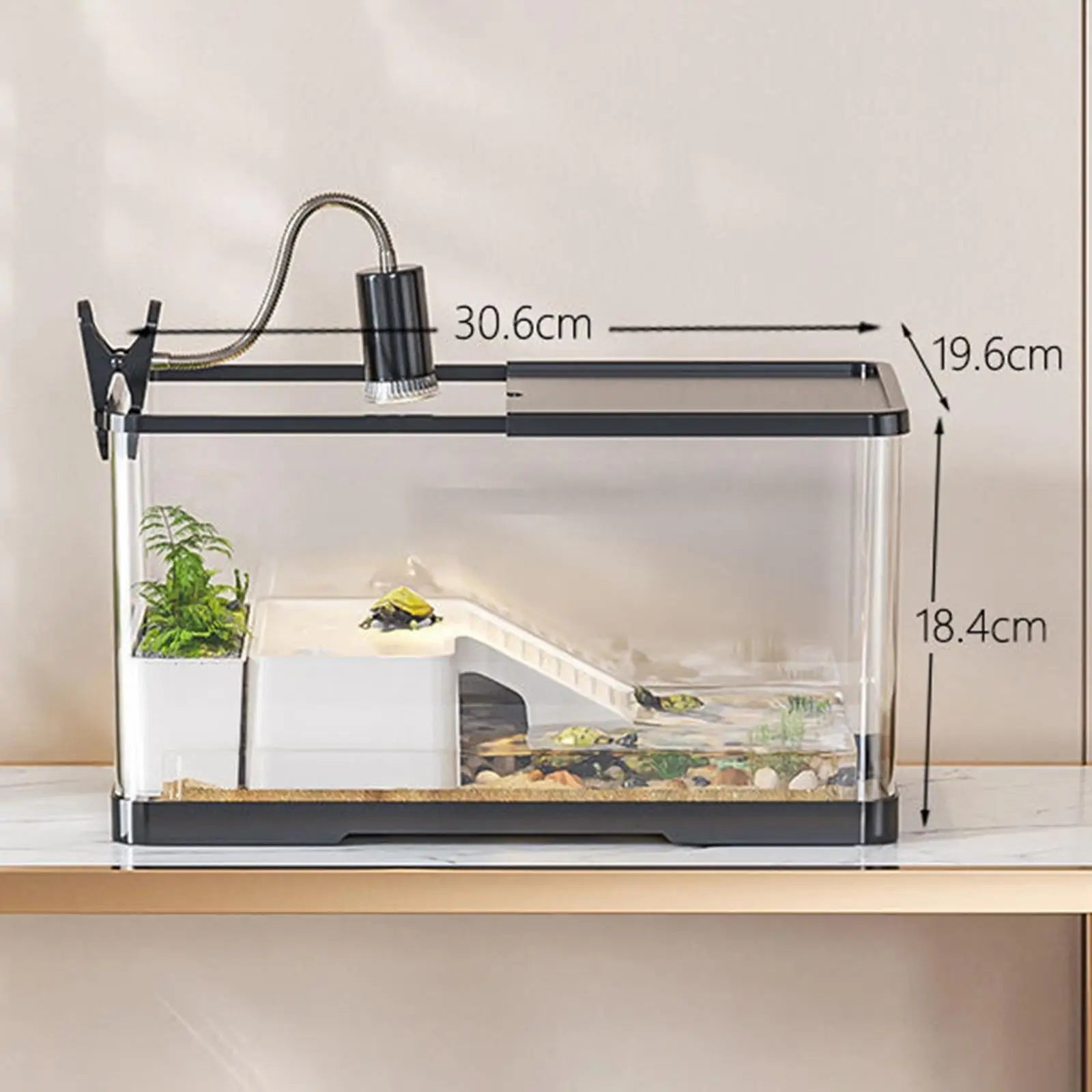 Reptile Tank with Cover Habitat for Turtle Frog Bearded Dragon Small Pets 20 Gallon Glass Terrarium with Ventilation