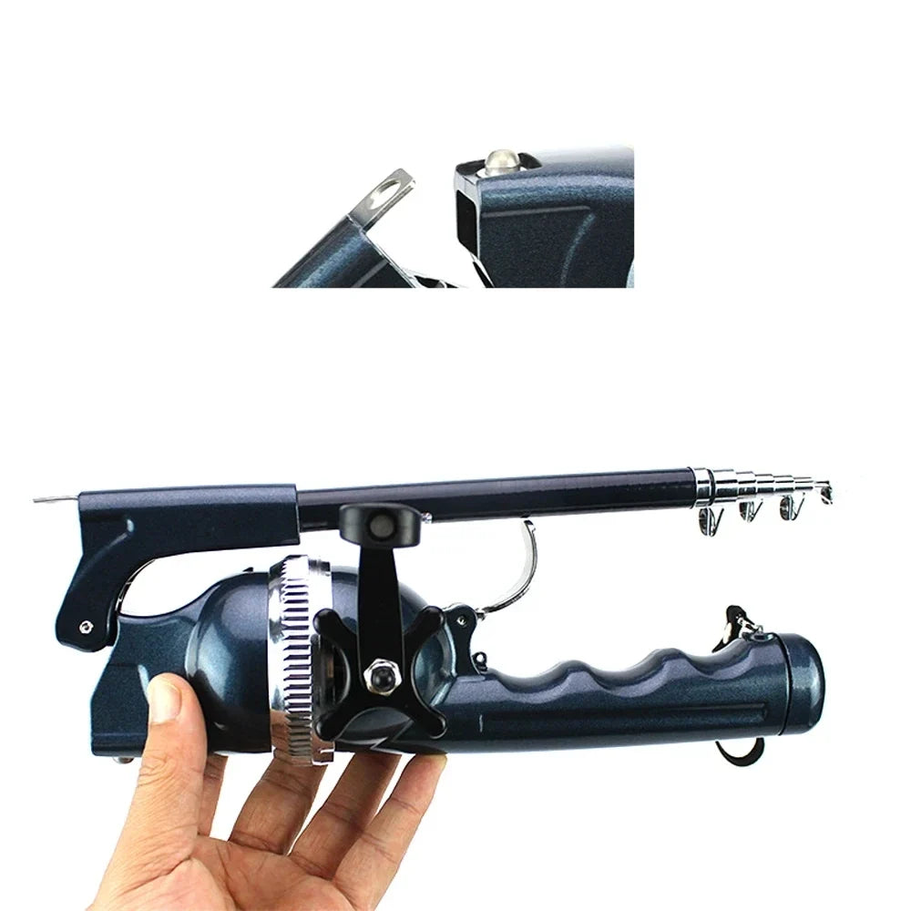 Folded Spinning Rod Portable Folding Mini Fishing Rod Telescopic Epoxy Resin Poles with Reel Line Travel Rods for Fish