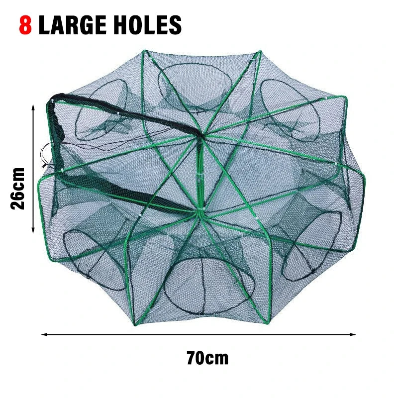 New Fishing Traps Mesh Cage Foldable Crayfish Catchers Crab Fish Cage Trap Net Nylon Casting Fishing Mesh Shrimp Net for Tackle