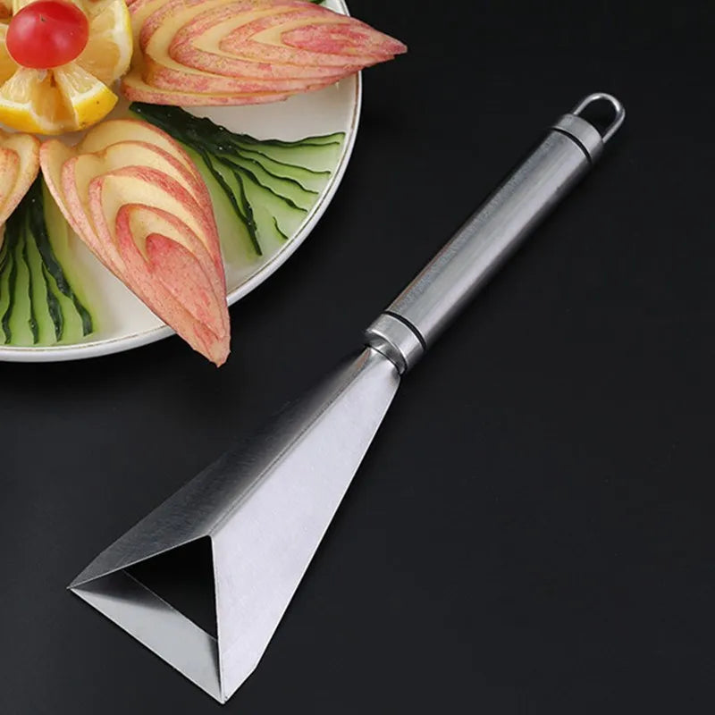 Stainless Steel Triangle Fruit Carving Knife Fruit Platter Artifact Triangle Vegetable Knife Non-slip Carving Blade Kitchen Tool