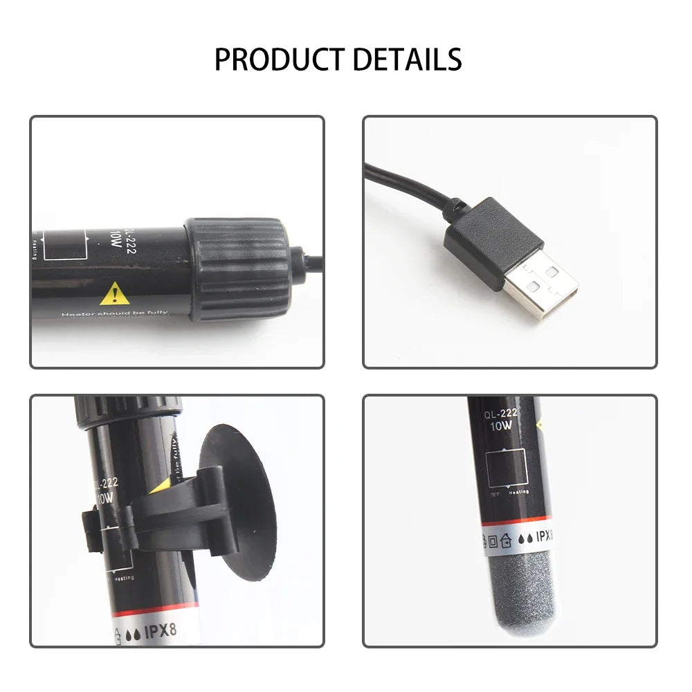 USB Mini Aquarium Heater Suitable for Small Fish Tanks Constant Temperature Aquarium Heater Immersion-Type Constant Temperature