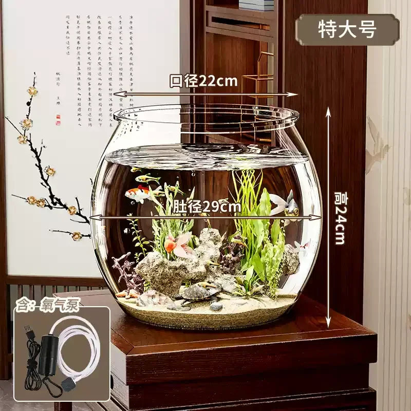 PET Transparent Fish Tank  Durable Desktop Goldfish Turtle Tank Drop-Resistant Hydroponic Plant Holder  Round Water Basin
