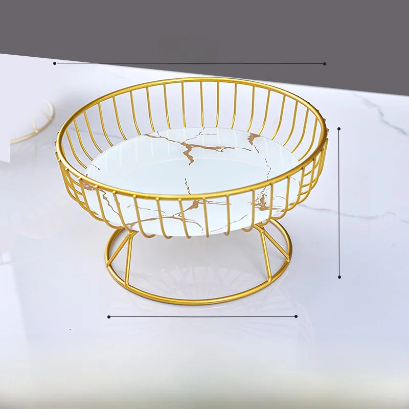 Modern mat Fruit Tray Luxury Light Home Living Room Candy Basket Tea Table Snas Metal Material Nordic Sle