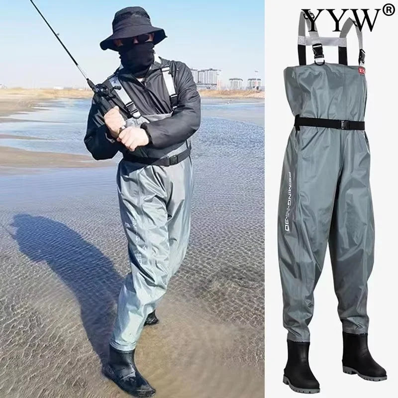 Fishing Wader Pants Overalls With Boots Set Adult Men Women Chest-Lenght Hunting Rice Transplanting Waterproof Trousers Suit