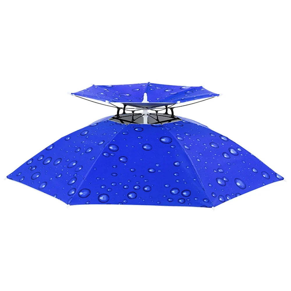 Fishing Hats Double Fishing Umbrella for Sunny and Rainy