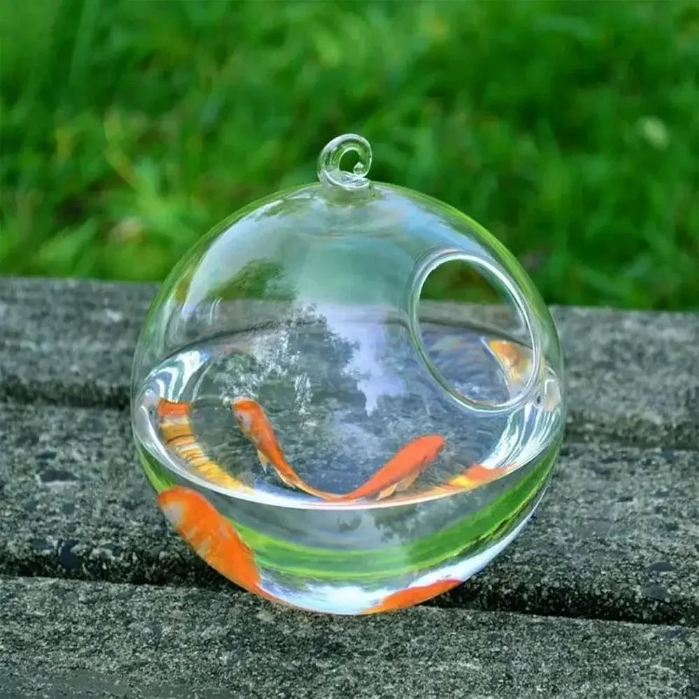 Aquarium Decoration With Rack Holder Hydroponics Vase Wall Hanging Vase Ornament Fish Tank Hanging Glass Fish Bowl Fish Bowl