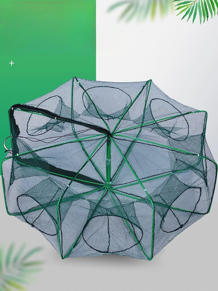 New Fishing Traps Mesh Cage Foldable Crayfish Catchers Crab Fish Cage Trap Net Nylon Casting Fishing Mesh Shrimp Net for Tackle