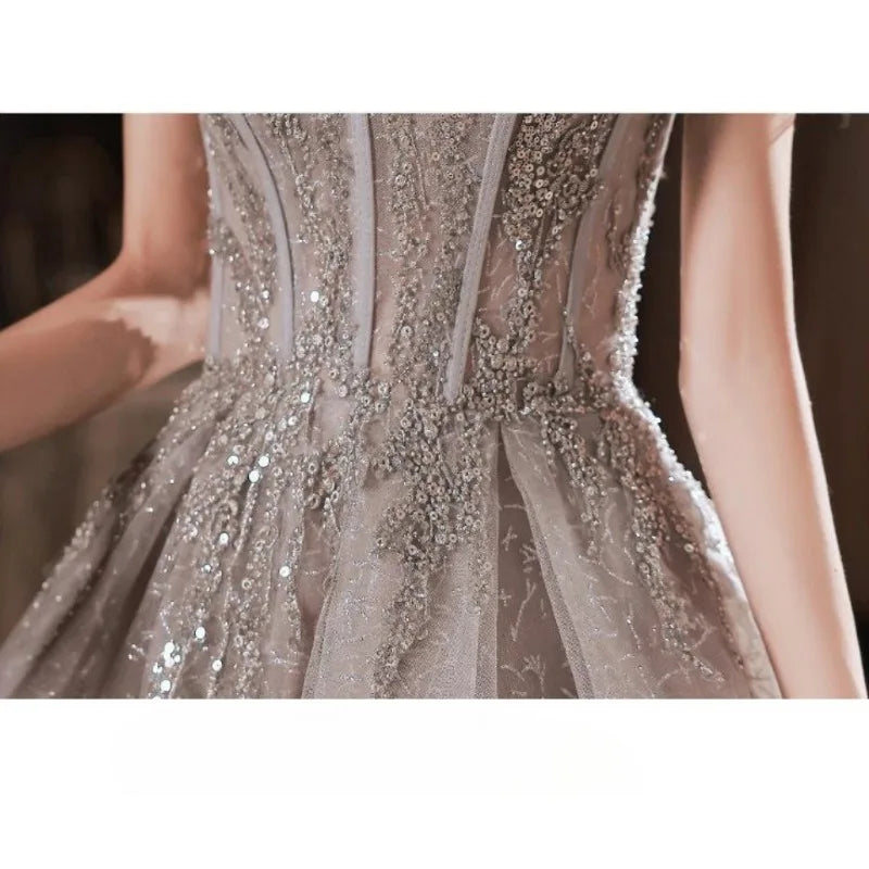 Banquet Evening Dress for Women New Style Spring and Summer One Shoulder Elegant Annual Meeting Host Fairy Style Birthday Dress