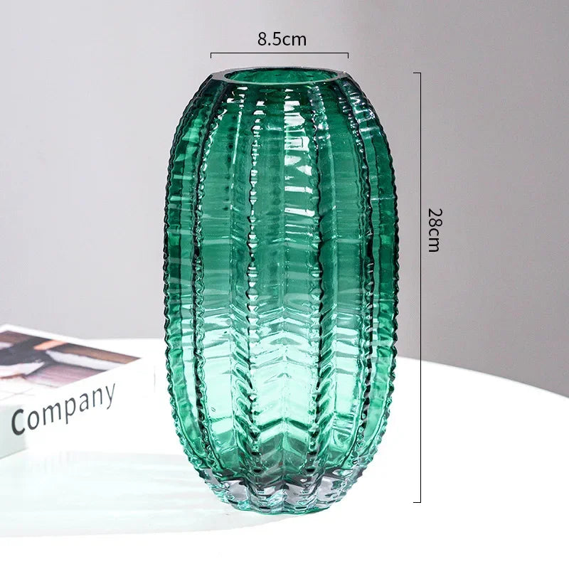 Creative Cactus Glass Vase Desktop Creative Flower Utensils Hydroponic Vase Dried Flower Vase Living Room Aesthetic Decoration