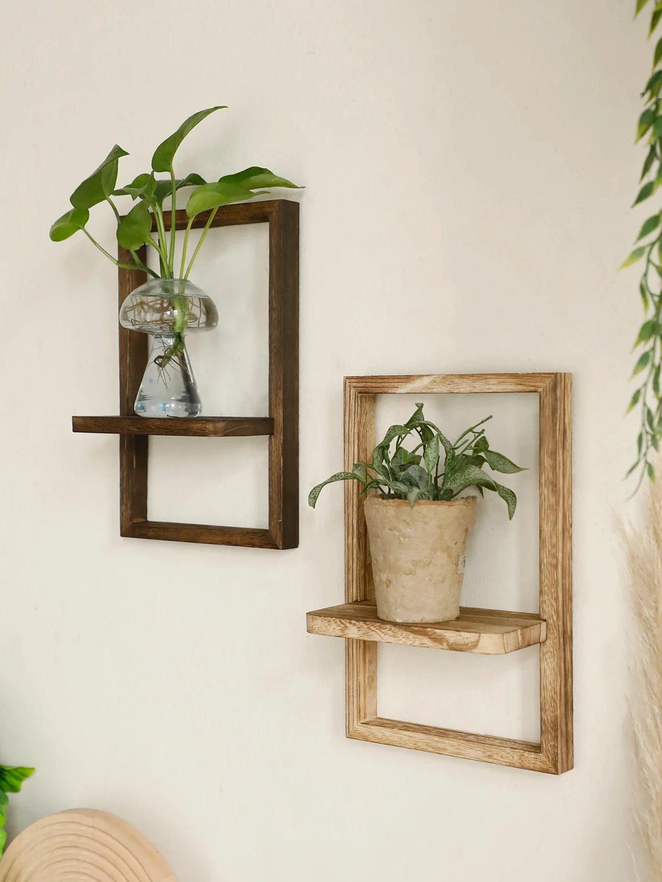 Wooden Display Shelf Floating Shelves Rustic Wood Shelves Wall Storage for Kitchen Bedroom Over Toilet Small Wall Mounted Gifts