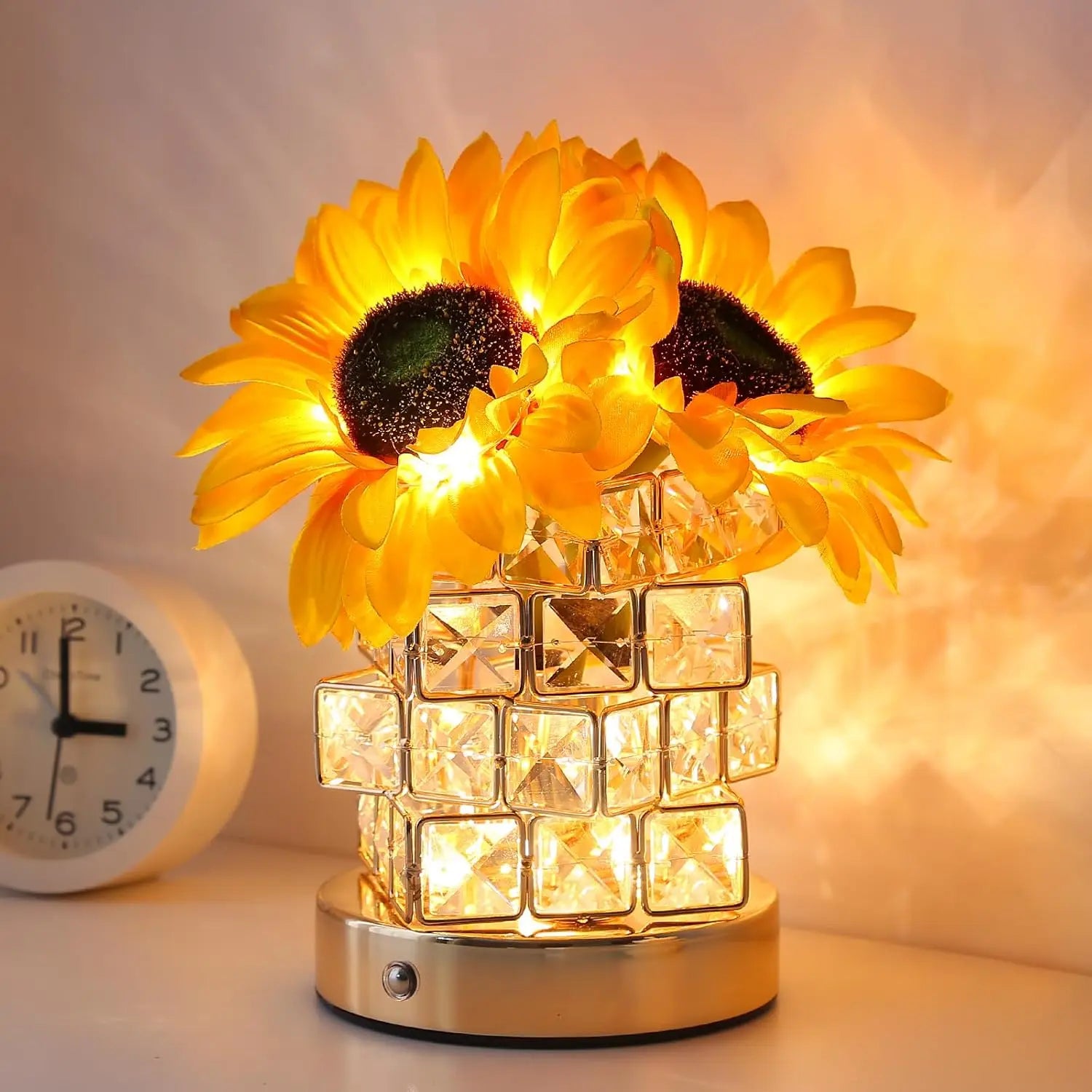 Sunflowers Flower Lamp 3 Colour Dimming Small Night Light,Cordless Table Lamp Home Office Decor Birthday Gifts for Women Mom