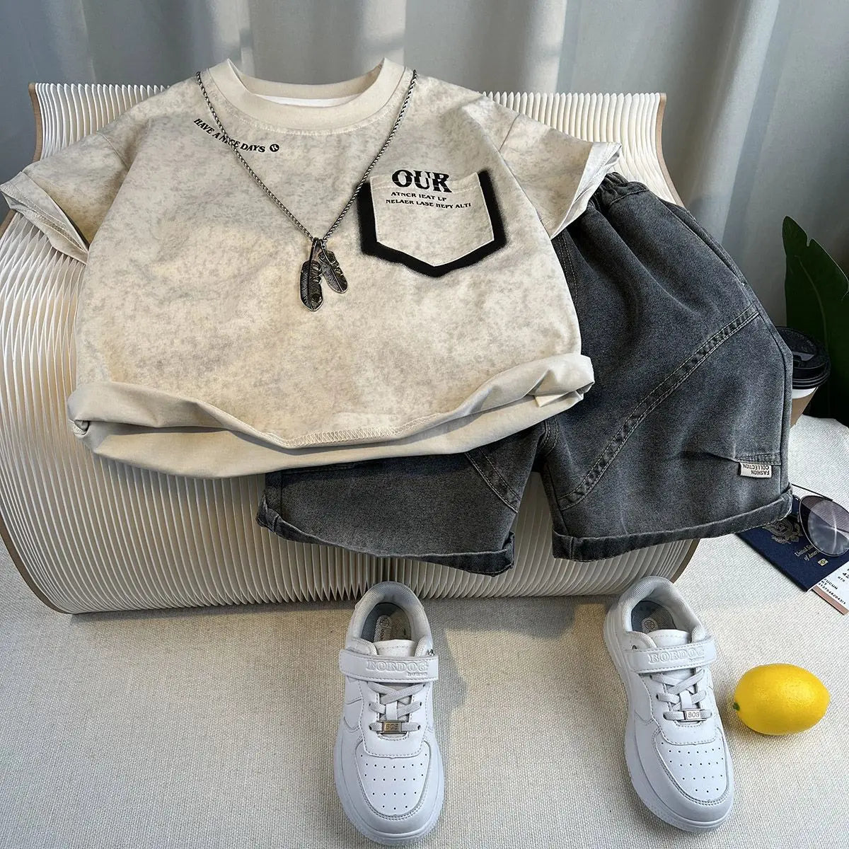 Hot Sale Fashion Baby Boy Suit Summer Clothes Short Sleeve T-shirt Short Jeans 2 Piece Set Kids Outfit Children's Costume