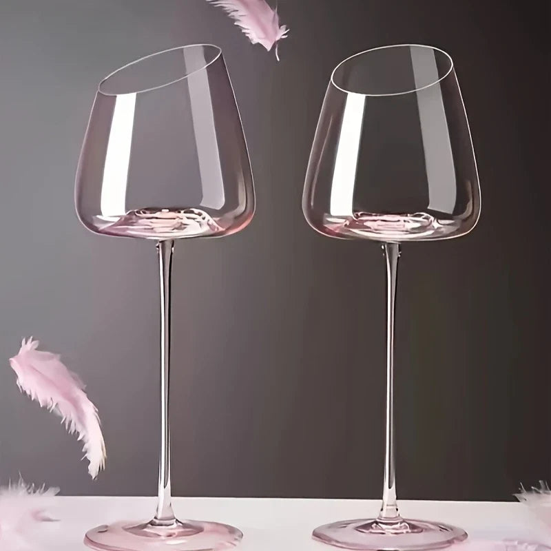 Pink Crystal Wine Glasses Slanted Mouth Goblets  Ideal Valentine'S Day Gift Bars & RestaurantsDay Wine Wine Glasses for Couples