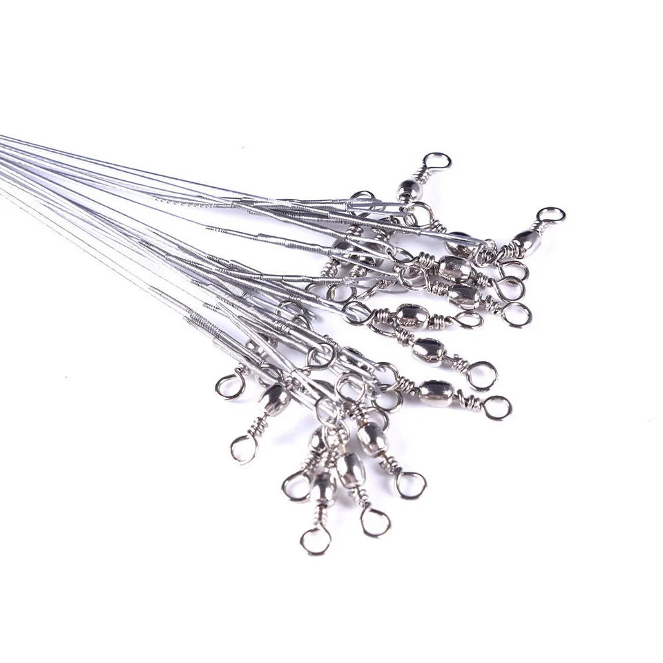 Fishing Line Steel Wire Leader With Swivel Fishing Accessory Lead Core Leash Fishing Wire 15cm 20cm  30cm