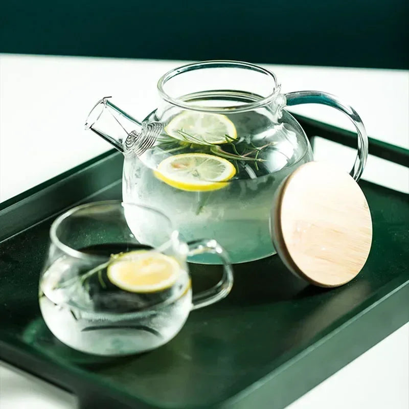 Borosilicate Glass Teapot Heat-Resistant Large Clear Tea Pot  Flower Tea Set Puer Kettle Cup Office Home Tool