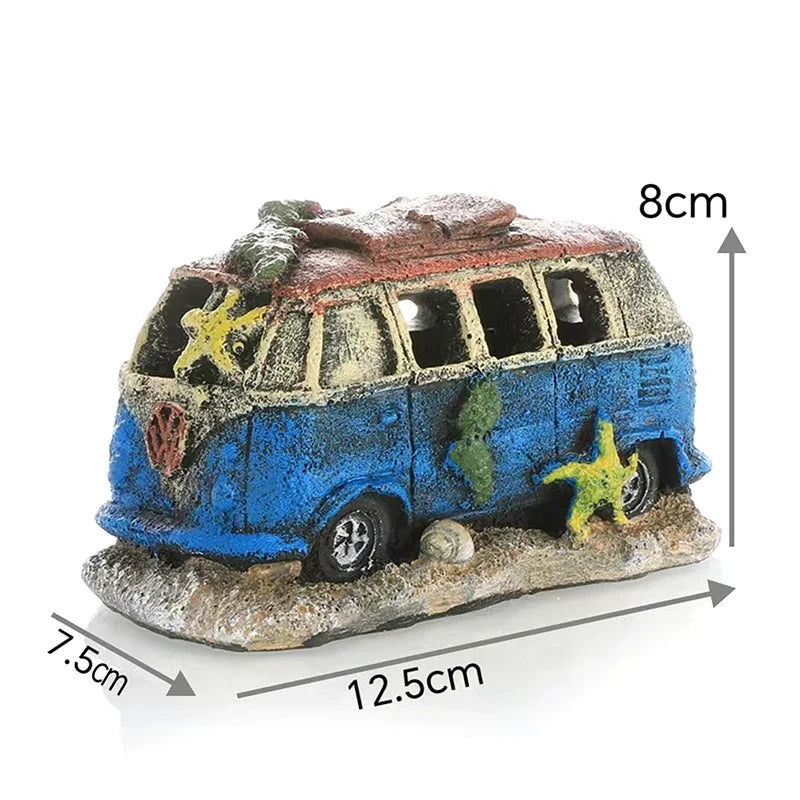 Aquarium Ornament Shaped Like Car Wreckage, Featuring Hiding Holes For Fish And Shrimp, Aquarium Decorations, And Aquascaping.
