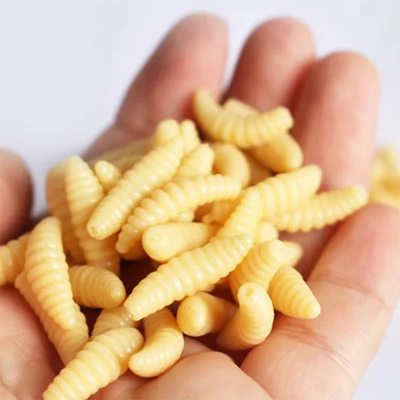 Portable Soft Silicone Bait Maggot Grub Soft Fishing Lure 2CM 50pcs/50x5pcs For Outdoor Fishing Accessories