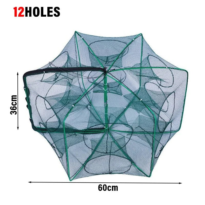 New Fishing Traps Mesh Cage Foldable Crayfish Catchers Crab Fish Cage Trap Net Nylon Casting Fishing Mesh Shrimp Net for Tackle