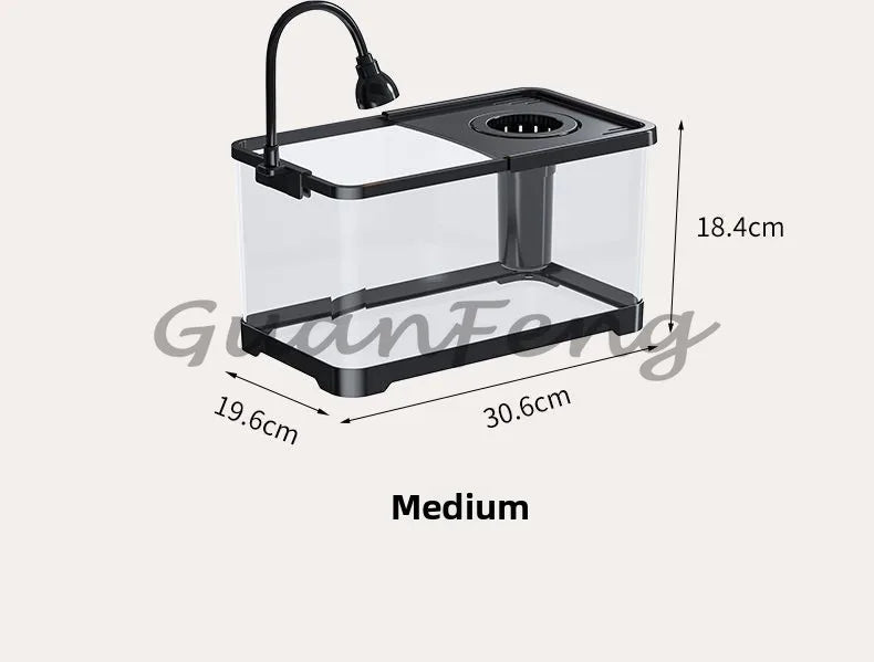 Benchtop Aquarium Kit with Light Emitting Diode Pump Glass Fish Tank Cover for Betta Goldfish in the home office