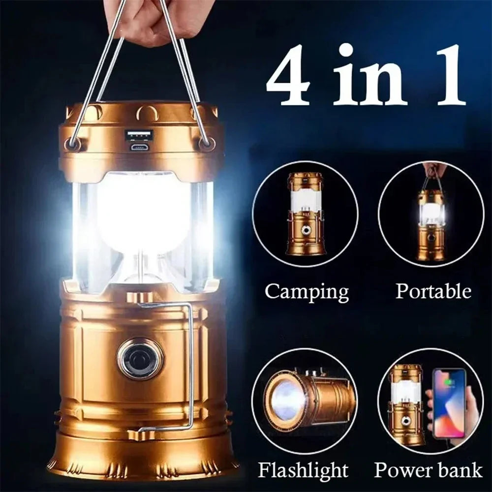 Solar Multifunctional Handheld Camping Lamp Tent Lamp LED Portable Flashlight Portable Waterproof Emergency Powered Work Light