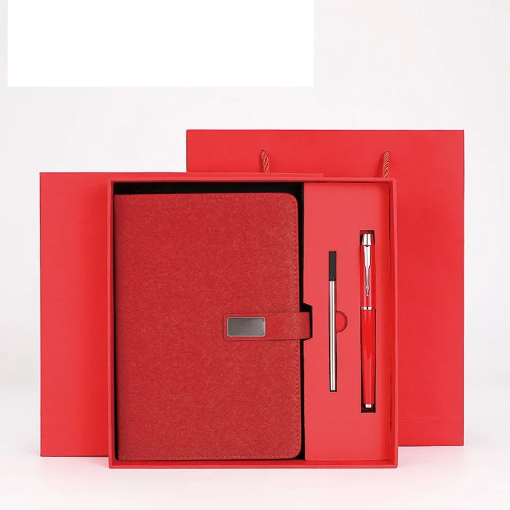 PU Leather Corporate Gifts Set Stylus Pen Refill Set Notebook Pen Set Customized Printing Flash Drive Customized Notebook