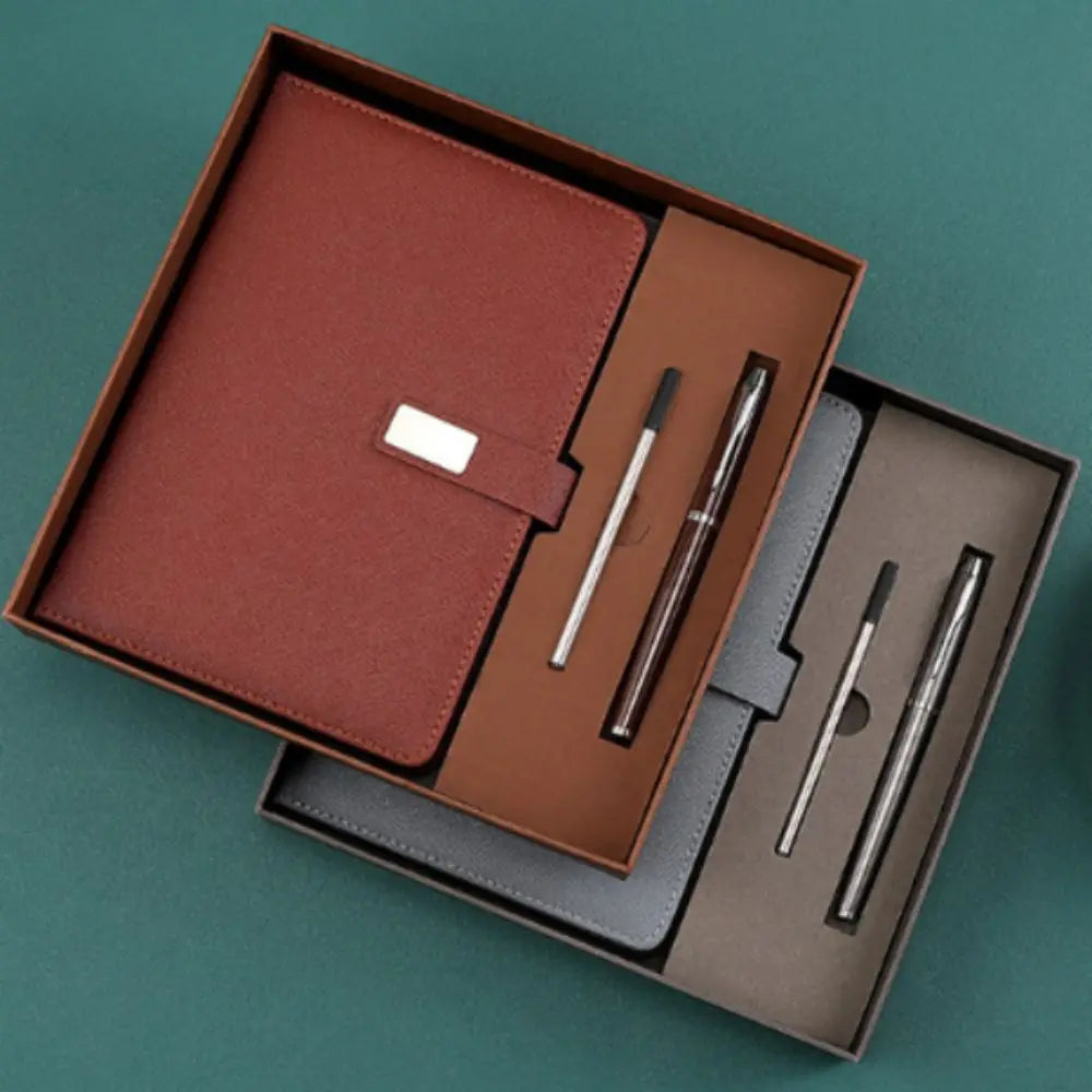 PU Leather Corporate Gifts Set Stylus Pen Refill Set Notebook Pen Set Customized Printing Flash Drive Customized Notebook