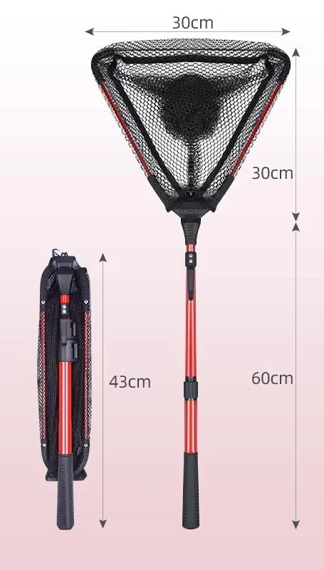 Foldable Fishing Net with Aluminum Alloy Telescopic Handle Portable Landing Net Fishing Scoop Brail Outdoor Angling Gear