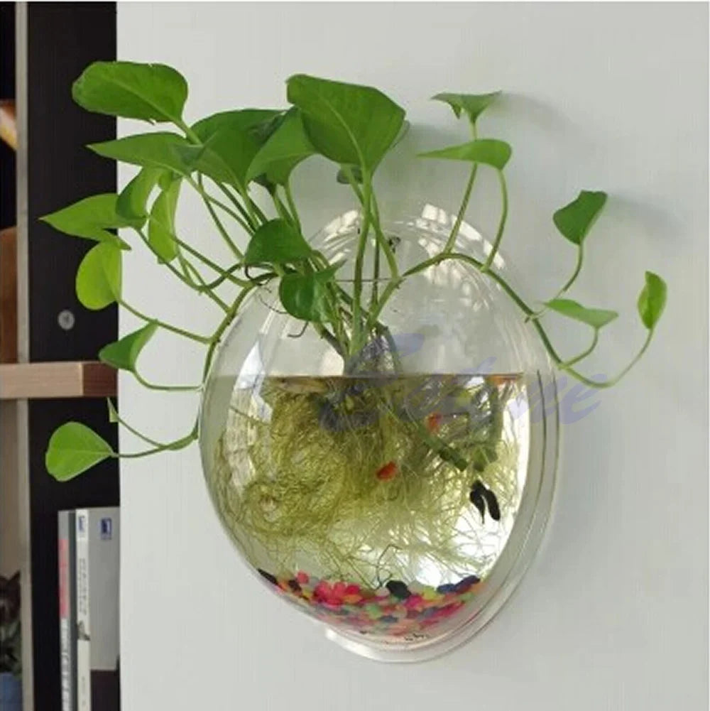 Wall Mounted Acrylic Fish Bowl Transparent Wall Hanging Fish Tank  Wall Mounted Aquarium Wall Plant Pot Planter