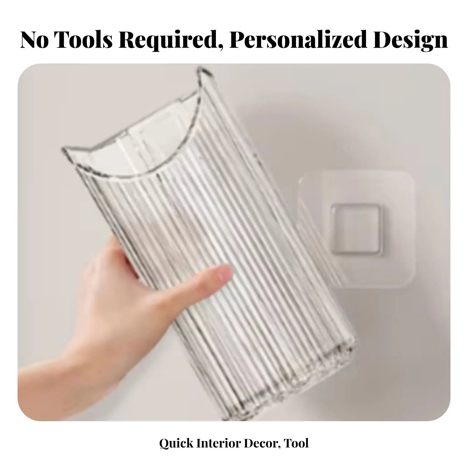 Adhesive Plant Holder No-Tools-Needed Installation Adhesive Ribbed Flower Holder Hydroponics Compatible Space-Saving