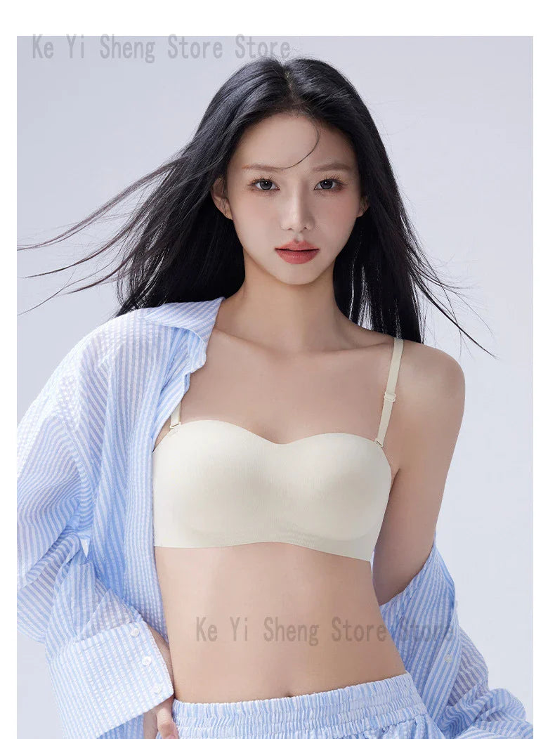 Women's underwear: detachable shoulder strap underwear, anti-slip strapless bra, cinched breasts, and wraparound bra