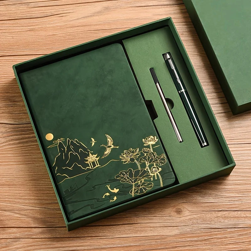 Notebook Set Single Book and Set Selection, Skin Feel and Color Changing PU Material Cover A5 Work Notebook Gift Box Set