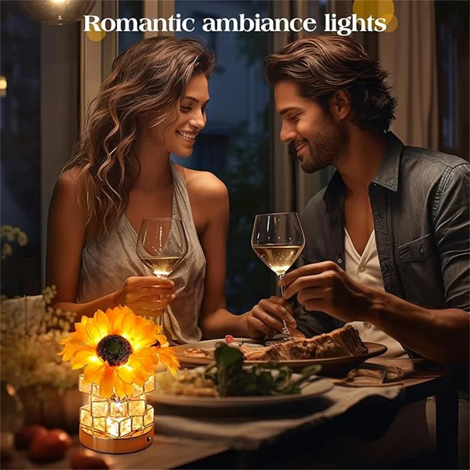 Sunflowers Flower Lamp 3 Colour Dimming Small Night Light,Cordless Table Lamp Home Office Decor Birthday Gifts for Women Mom