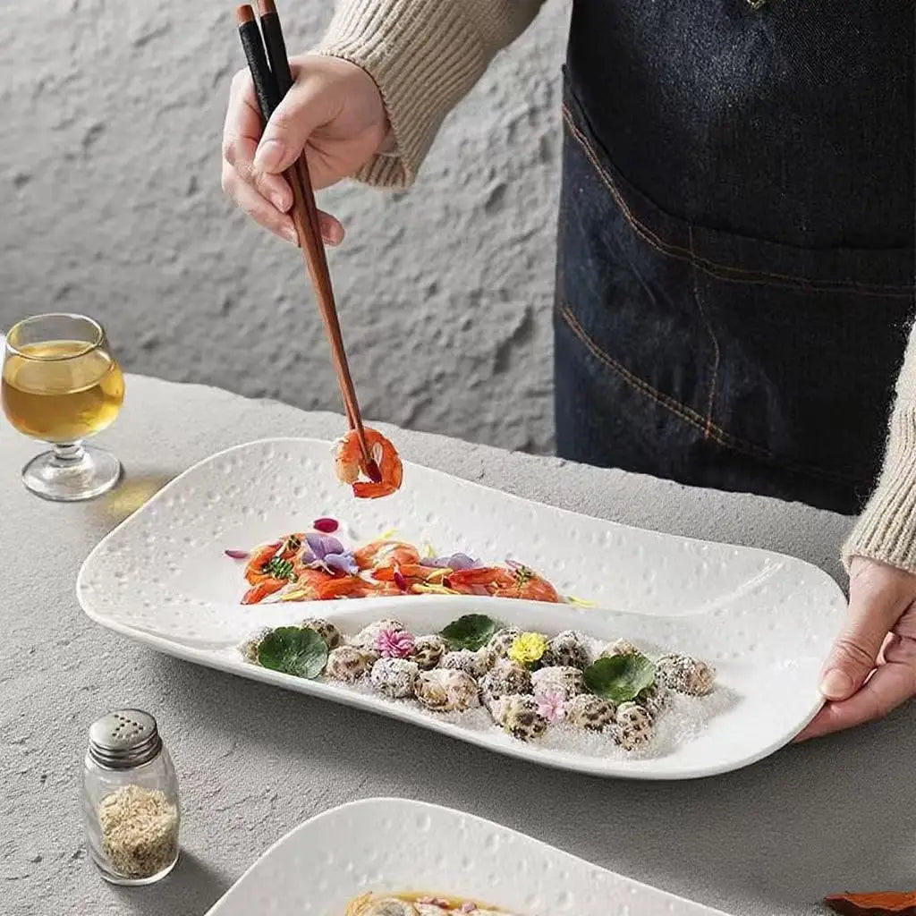 Creative Ceramic Divided Plate Dessert Serving Tray Commercial Hotel Home Sushi Fruit Snack Dish
