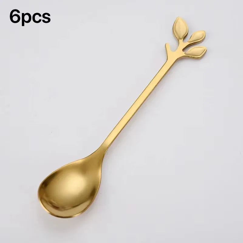 Stainless Steel Tea Forks Gold Silver Cake Fork Snack Salad Coffee Fruit Fork Mirror Cutlery Tableware Set Kitchen Utensils