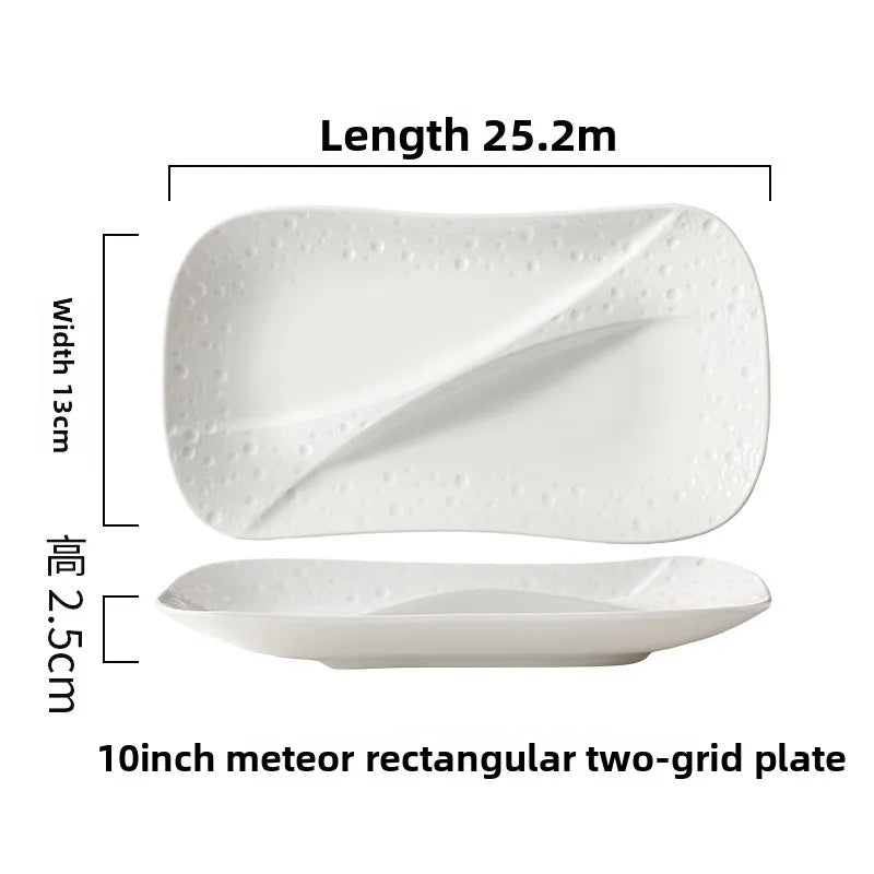 Creative Ceramic Divided Plate Dessert Serving Tray Commercial Hotel Home Sushi Fruit Snack Dish