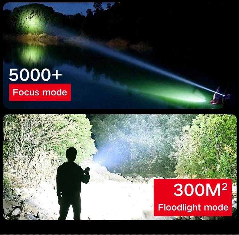 LED Flashlight Rechargeable Long-Beam Portable Outdoor Emergency Lighting With Long Battery Life, Suitable For Camping And Hiki