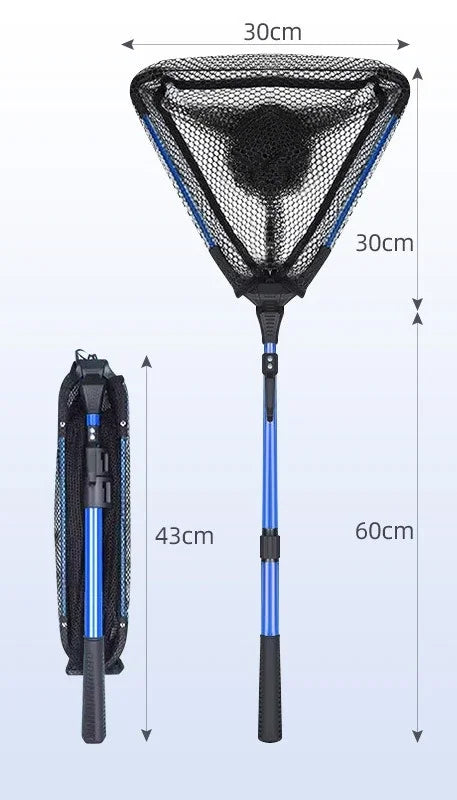 Foldable Fishing Net with Aluminum Alloy Telescopic Handle Portable Landing Net Fishing Scoop Brail Outdoor Angling Gear