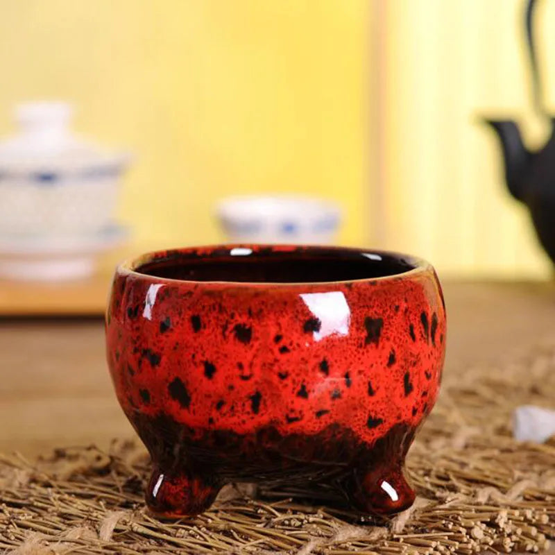 Ceramic Kiln Transmutation Plant Pot Flowerpot Bonsai Vase Planter Handmade Crafts Home Garden Decor
