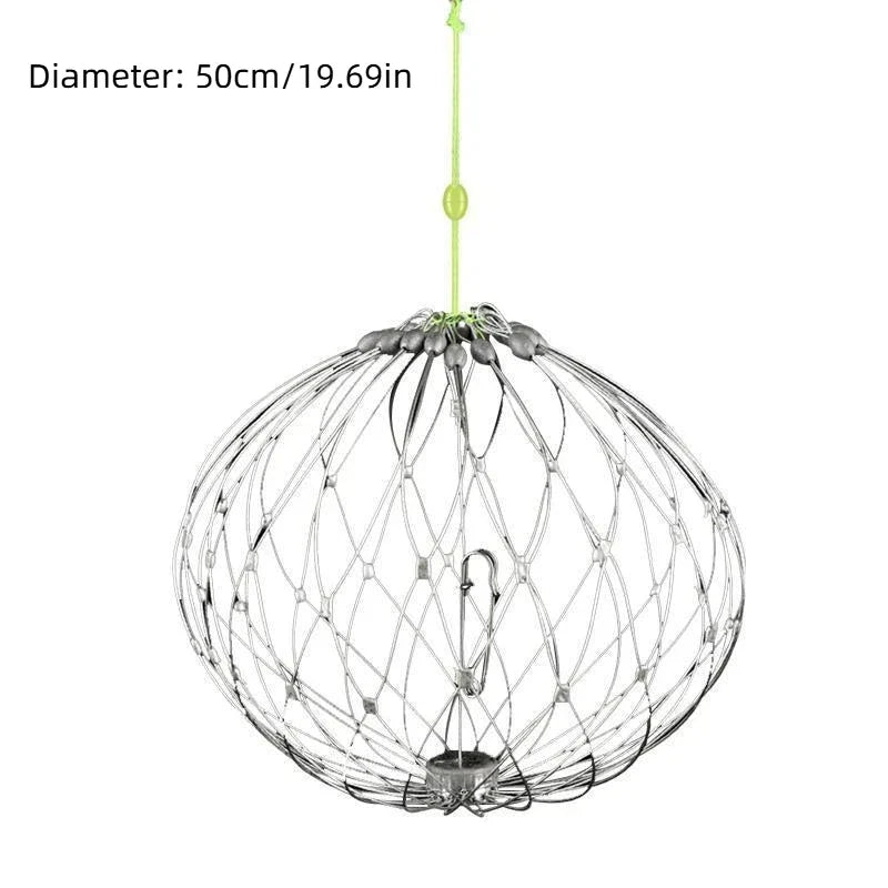 Fishing Net Cage Automatic Open Closing Wire Fish Crab Trap Net Steel Wire For Saltwater Seawater Outdoor Fishing Accessories