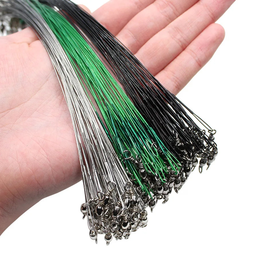 Fishing Line Steel Wire Leader With Swivel Fishing Accessory Lead Core Leash Fishing Wire 15cm 20cm  30cm