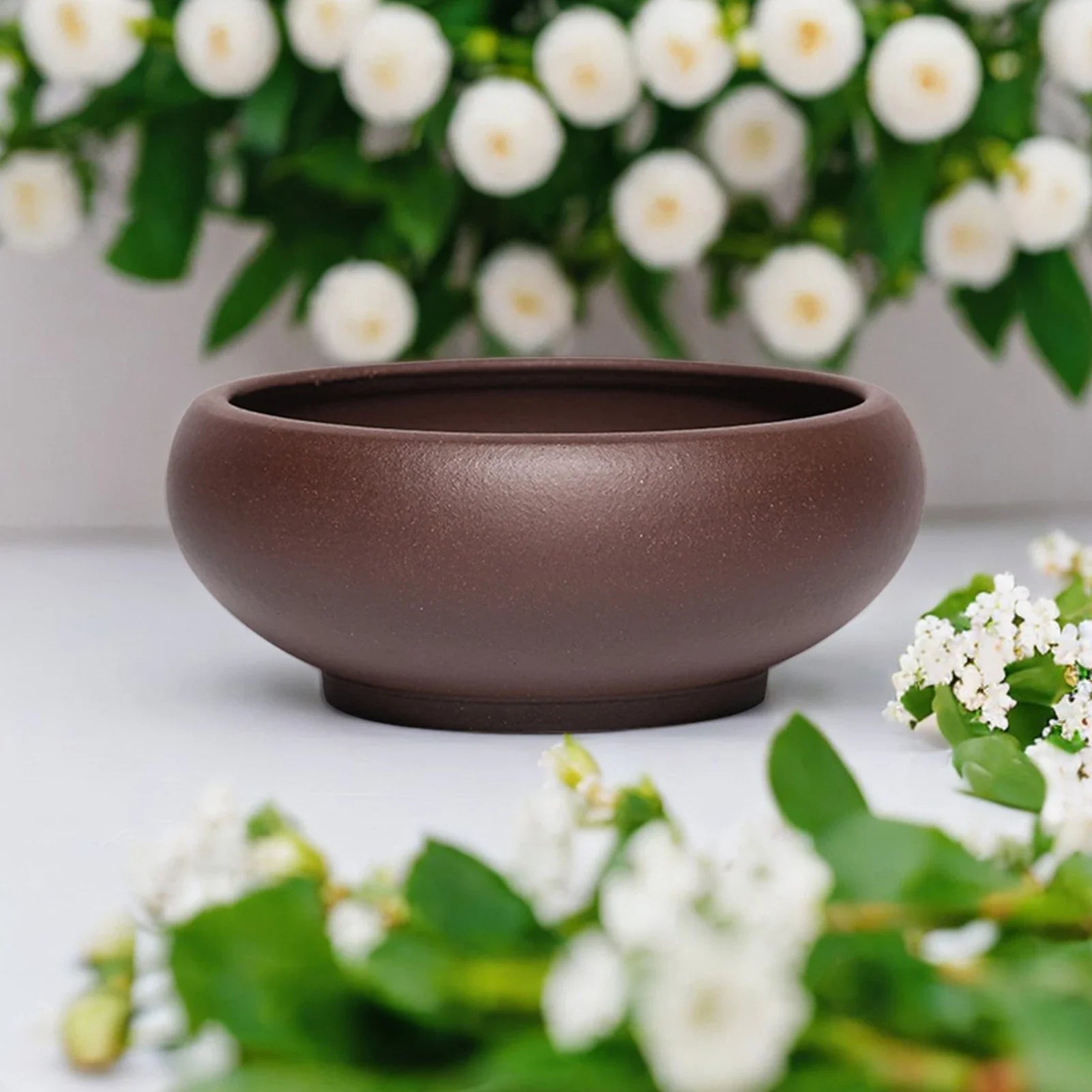 Flowerpot Red Stoneware Flower Pots With Drain Hole Elegant Promote Healthy Growth Planter For Balcony Living Room Bedroom