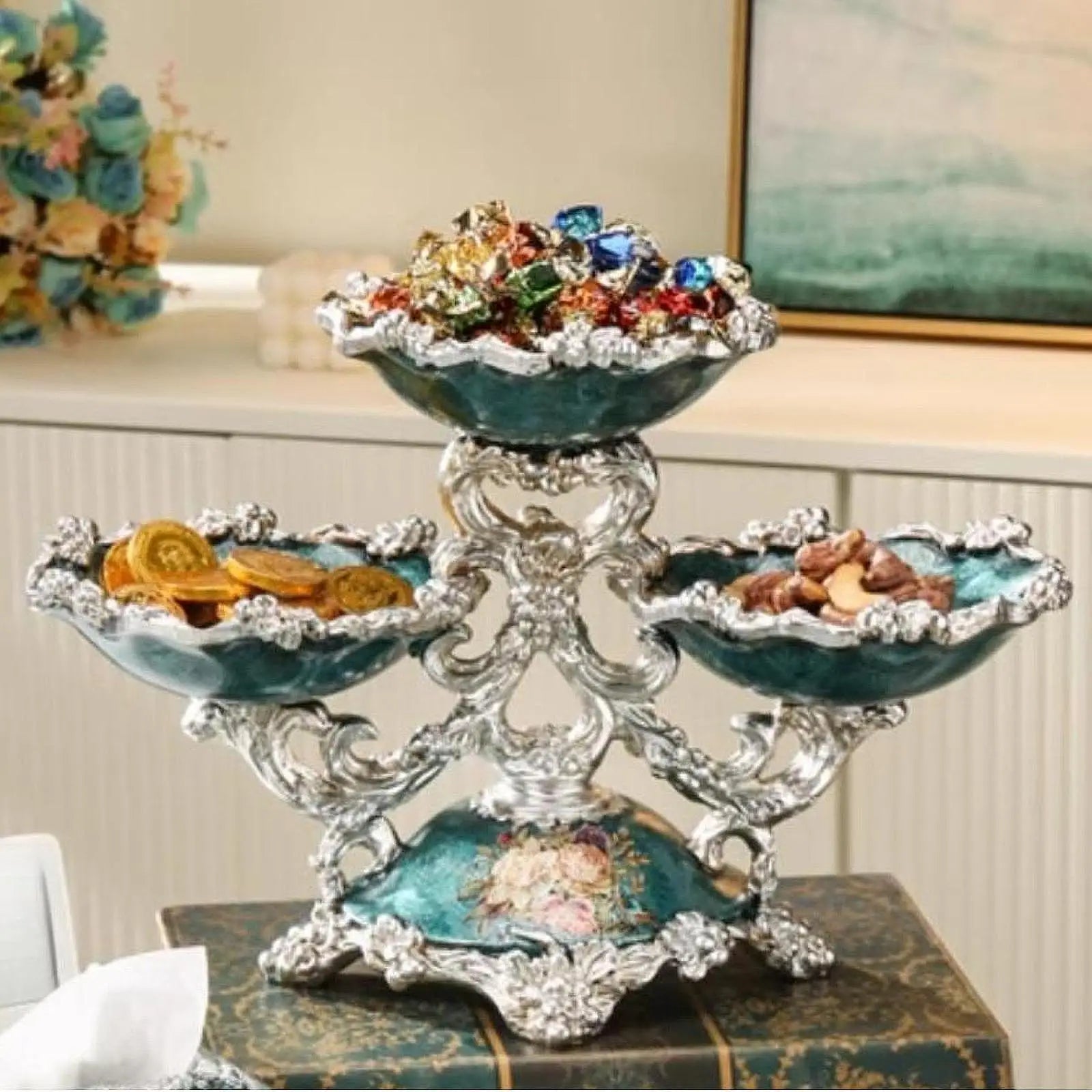 Tiered Fruit Plate European Dessert Plate for Wedding Restaurant Kitchen