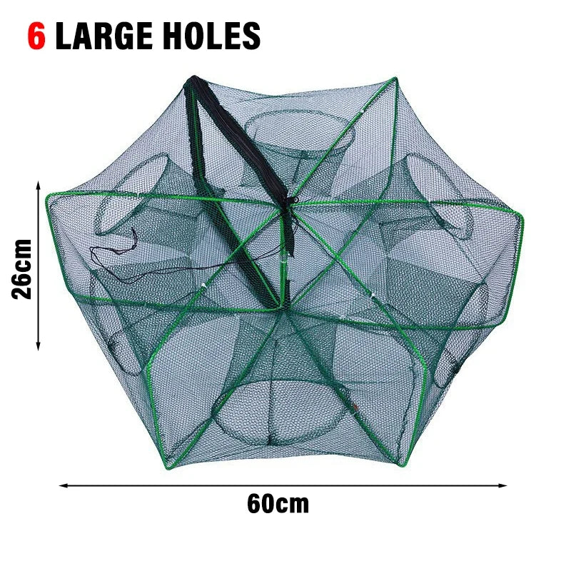 New Fishing Traps Mesh Cage Foldable Crayfish Catchers Crab Fish Cage Trap Net Nylon Casting Fishing Mesh Shrimp Net for Tackle