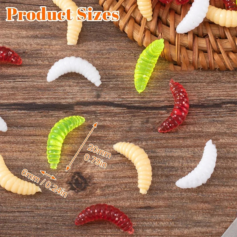 Portable Soft Silicone Bait Maggot Grub Soft Fishing Lure 2CM 50pcs/50x5pcs For Outdoor Fishing Accessories